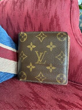 Louis Vuitton Brown Monogram Canvas Flap Wallet- see notes